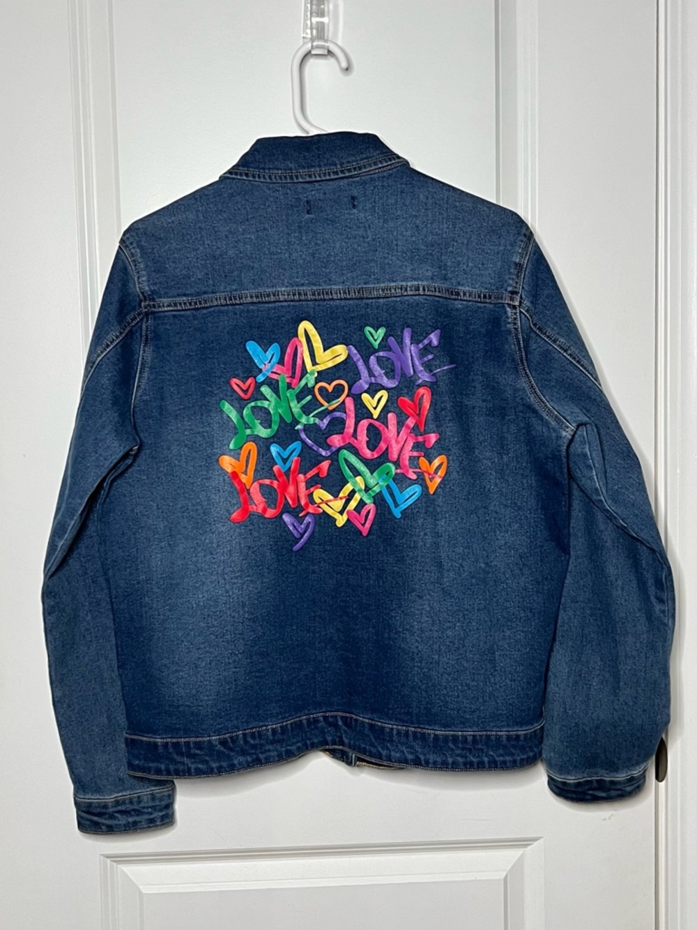 New York And Company Jacket Womens L Blue Denim Classic Button Up Biker